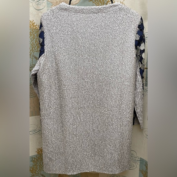 Drapers&Damons Womens Two Piece Metallic Blue Silver Ruched Open Front Blazer M - Picture 4 of 10